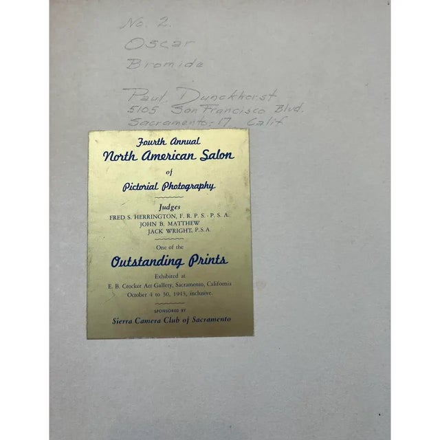 Drawing/Sketching Materials Paul Dunckhorst "Oscar" Original Black & White Photograph c.1943 – Exhibited at the Fourth Annual North American Salon For Sale - Image 7 of 7