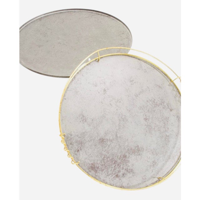 Contemporary Late 20th Century Chic Contemporary Silvered Metal & Brass Round Removable Tray Table For Sale - Image 3 of 5