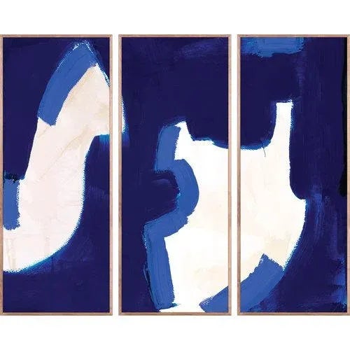 ZBC House Majorca Triptych is an abstract composition of bold organic strokes in the intense blues borrowed from a...
