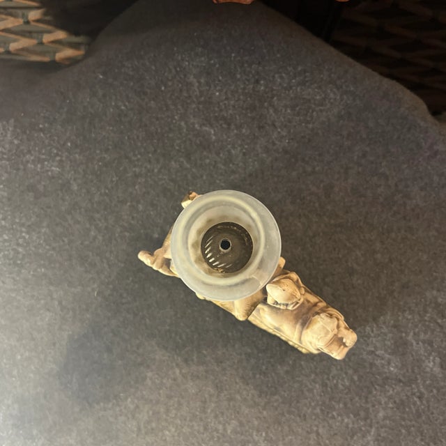 Antique White Vintage Mid 20th Century Horse and Carriage Oil Lamp For Sale - Image 8 of 13