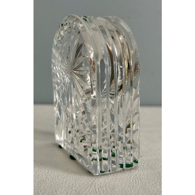 Vintage Waterford Crystal Lismore Dome Shaped Paperweight Desk Clock For Sale - Image 12 of 14