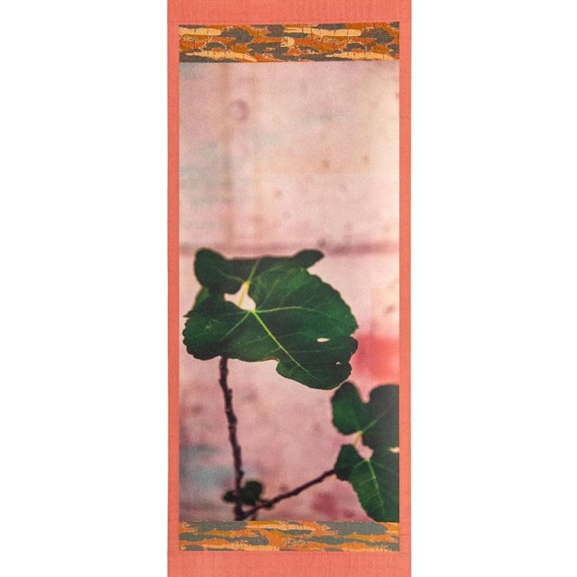 UV print of digital photograph on pewter leaf on paper & mounted in Japanese silk scroll Kojun is and self-taught...