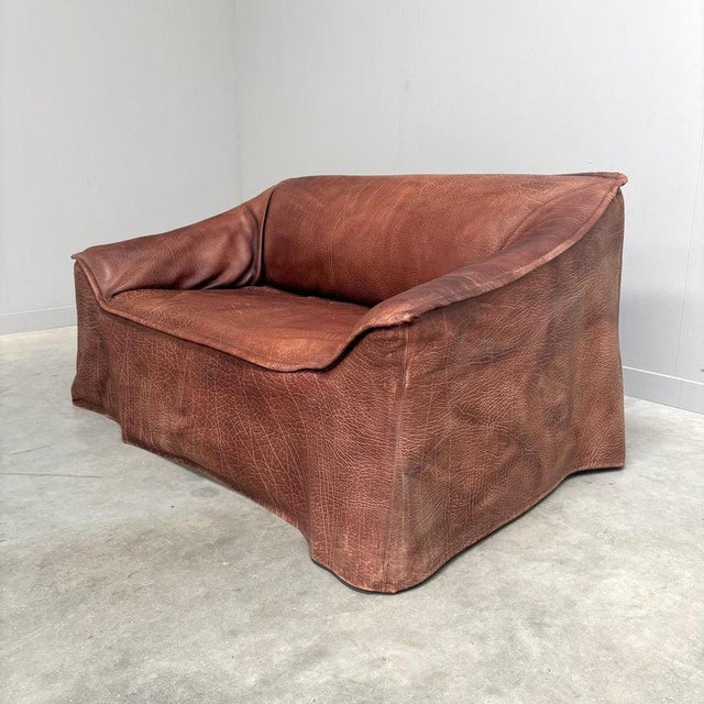 Textile Vintage Leather 2-Seater Sofa, 1970s For Sale - Image 7 of 18