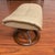 Ekornes Stressless leather ottoman or foot stool. Made in Norway, this ottoman features the Signature base with beige...