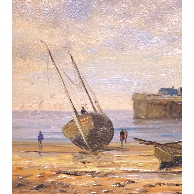 Wood Early 20th C. French Oil on Board Painting of "Mont Saint Michel" in Gilt Frame For Sale - Image 7 of 11