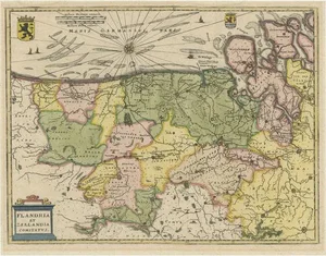 Antique Map of Flanders and Zeeland by Merian, 1659