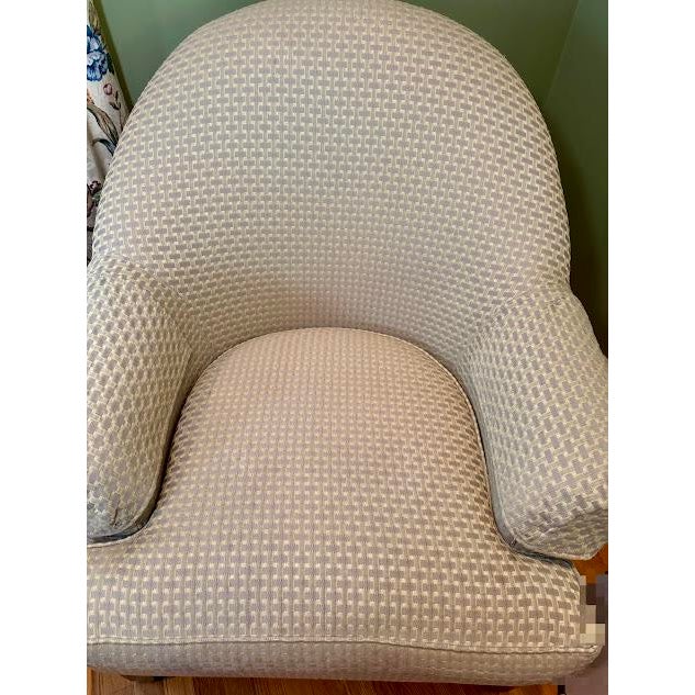 Custom Ethan Allen Neutral Patterned Club Chair With Down-Blend Cushioning For Sale - Image 9 of 12