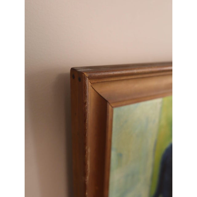 1957 Mid-Century Modern 'A Moment Alone' Vintage Original Figurative Portrait Oil Painting, Framed For Sale - Image 6 of 13