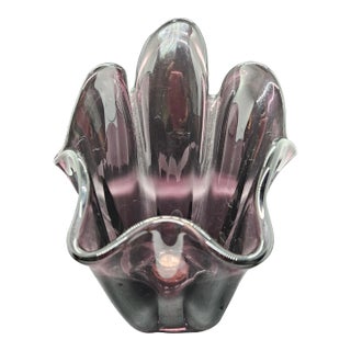Viking Glass Candle Holder - Centerpiece Bowl For Sale
