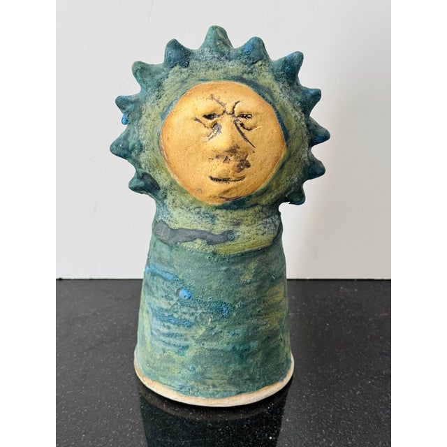 Iconic “Sun Person” ceramic sculpture by California artist Stan Bitters, a defining figure of the American organic...