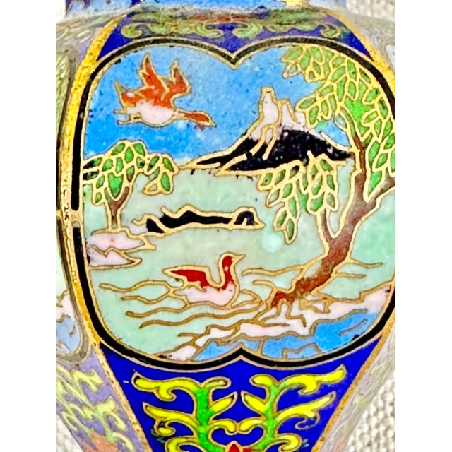 Small Vintage Cloisonné Ginger Jar For Sale - Image 4 of 7
