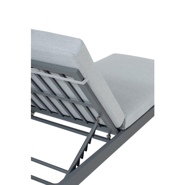 Sardinia Outdoor Chaise With Aluminum Metal Frame - Gray For Sale - Image 10 of 11
