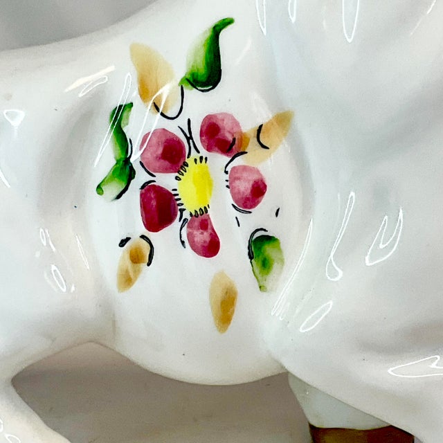 White 1970s Vintage Italian Mediterranean Hand Painted Ceramic Bull Figurine. For Sale - Image 8 of 13