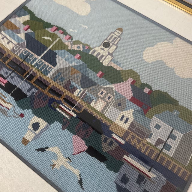 Wood Framed Needlepoint of Nantucket Harbor For Sale - Image 7 of 10