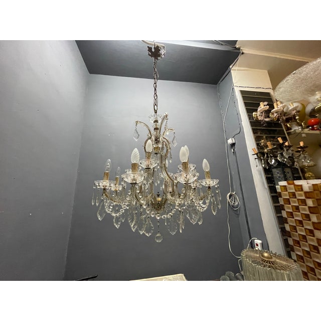 Large Vintage Crystal Maria Theresa Chandelier, 1950s For Sale - Image 12 of 16