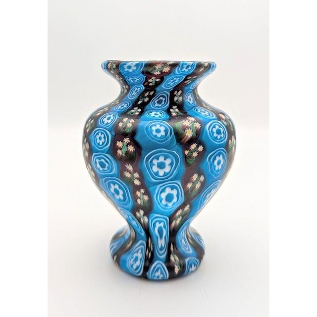 Blue Millefiori Murrine Vase from Fratelli Toso, 1890s For Sale - Image 8 of 8