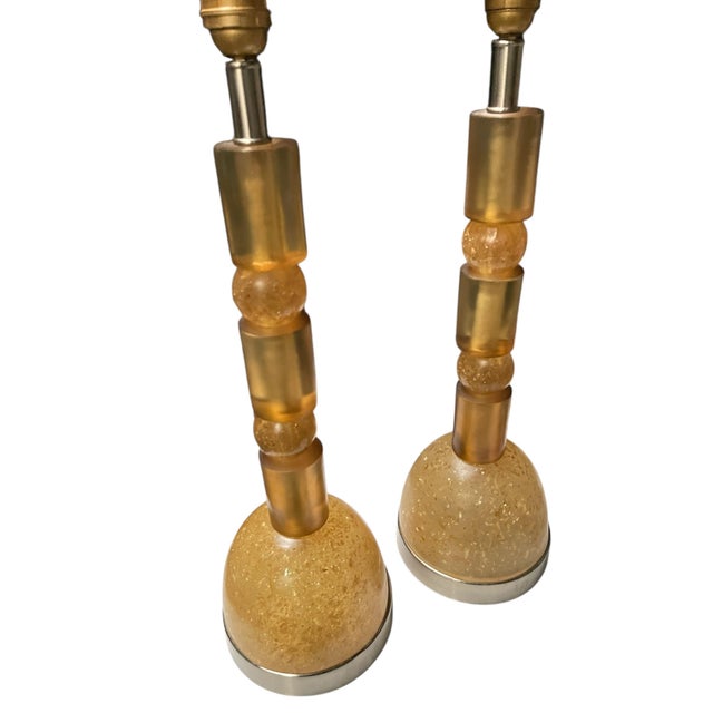 1970s Vintage Crushed Ice Resin Lamps by Marie-Claude De Fouquières, 1970s, Set of 2 For Sale - Image 5 of 10
