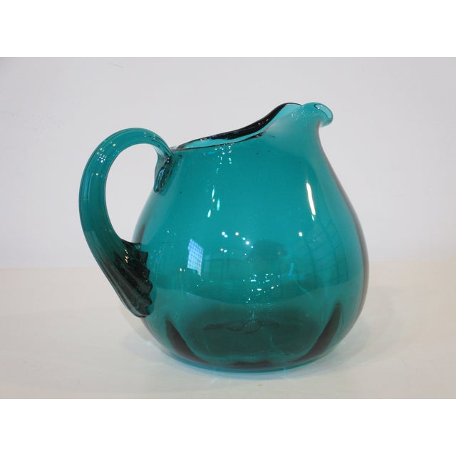 1960s Blenko Styled Pitcher and Glass Mug Set by Wayne Husted - Set of 9 For Sale - Image 11 of 13