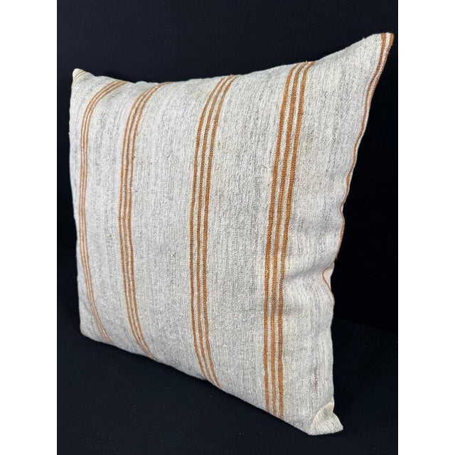 Contemporary Turkish Hemp Pillow Cushion Natural Beige Rust Pillow Cushion Cover 24x24 For Sale - Image 3 of 4