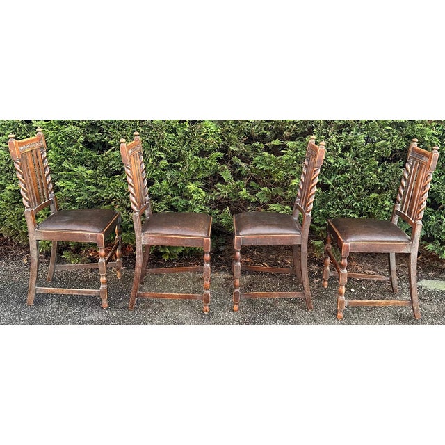 Antique Wooden Dining Set, Set of 5 For Sale - Image 17 of 18