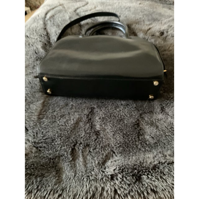 Salvatore Ferragamo Gancini Black Leather Purse with detachable shoulder strap and gold hardware