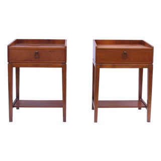 Vintage Bedside Tables in Walnut and Beech, 1950s, Set of 2 For Sale