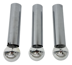Minimalist Chrome Tube Wall Lamps, 1970s, Set of 3
