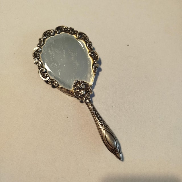 Silver Hand Mirror, 1930s For Sale - Image 10 of 10