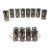 1950s Mid-Century Modern Black and Gold Atomic Starburst Highball Glasses in Holder, Set of Eight - 9 pcs For Sale