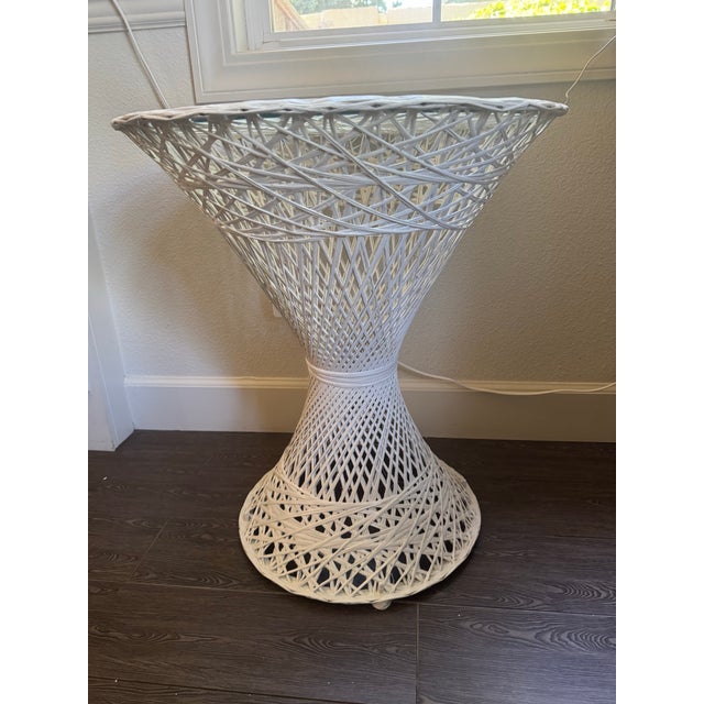 Ivory Mid Century, Russell Woodard Vintage Tall Hourglass Side Table, Attrbuted For Sale - Image 8 of 12