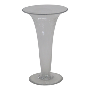 Etched Glass Trumpet Vase Vintage Art Deco Style Slender Glassware 4772b