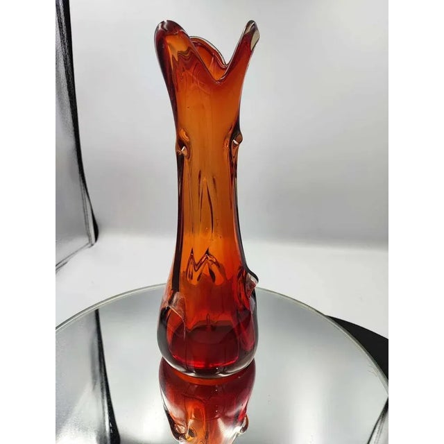 Polish glassworks Laura vase, vintage from the 1970s, dimensions: height 30 cm, diameter at the top 7.5 cm.