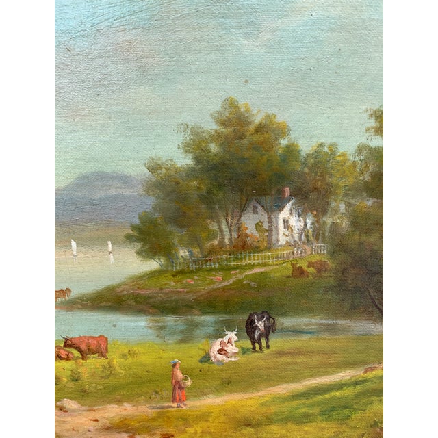 Mid-19th Century English Country Landscape Oil in Ornate Giltwood Frame For Sale - Image 11 of 15