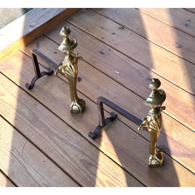 English English Chippendale Fireplace Andirons With Ball and Claw Feet For Sale - Image 3 of 4
