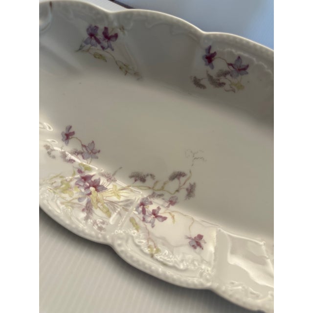 1940s Vintage Limoges Basset Austria 3 Porcelain Serving Bowls "Purple Violets" Pattern For Sale - Image 13 of 18