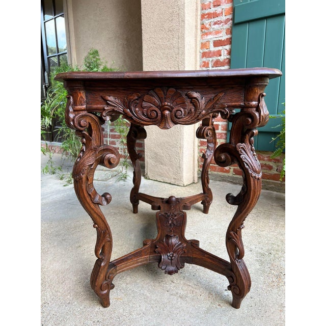 Antique French Sofa Hall Table Carved Oak Louis XV Rococo Side End Table For Sale - Image 9 of 18