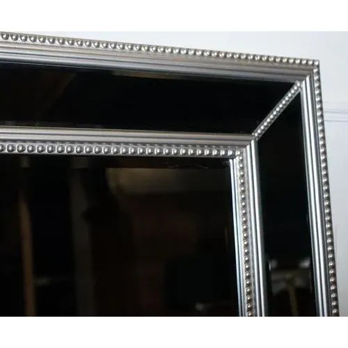 Glass Large Silver Beaded Cushioned Bevelled Rectangular Mirror For Sale - Image 7 of 10