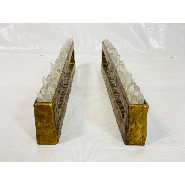 Pair of “São Paulo” Bronzed Quartz Wall Sconces by House of Aura For Sale In Los Angeles - Image 6 of 18