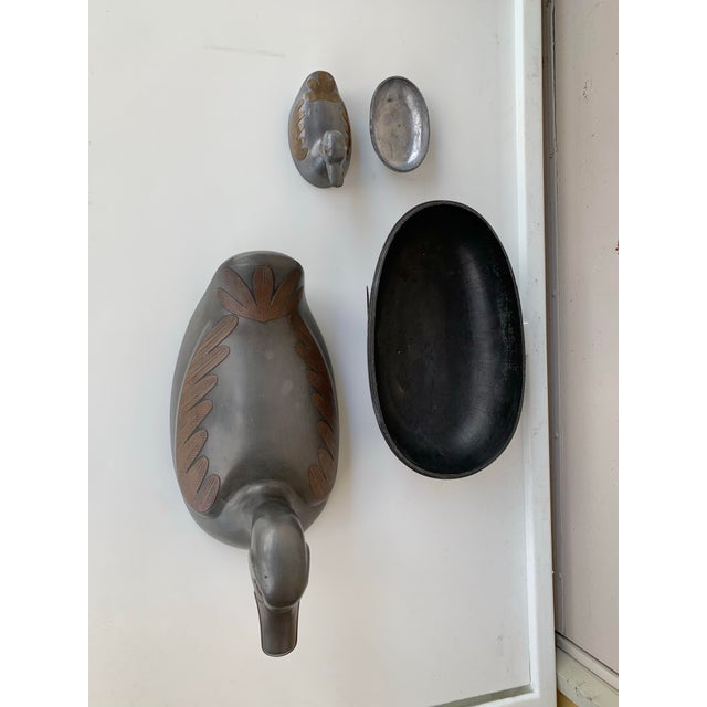 1960s Vintage Pewter & Brass Duck Trinket Boxes -2 For Sale - Image 5 of 11