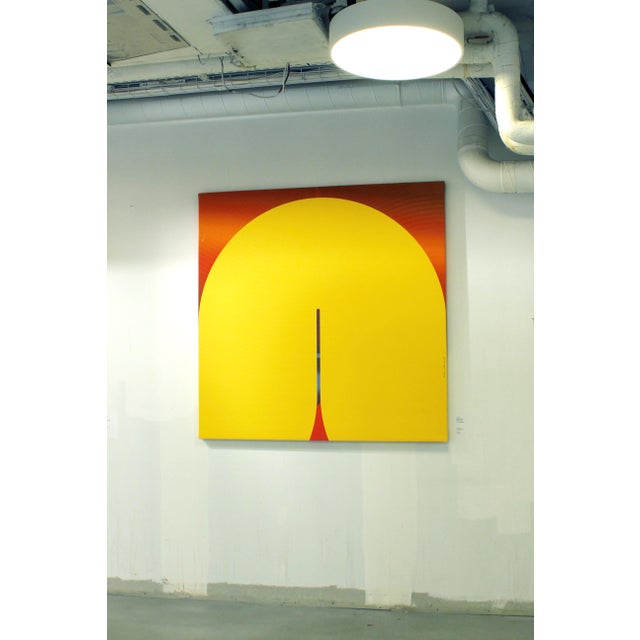 Abstract Contemporary Abstract Matte Gel Applied on Fine Art Digital Printed Canvas "Abricot Sang De Boeuf Bouton D’or # Conquistador" by Jerome Tham Vo My For Sale - Image 3 of 5