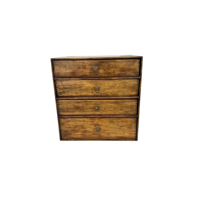 Vintage Handmade Tabletop Four Drawer Storage Cabinet For Sale - Image 6 of 8