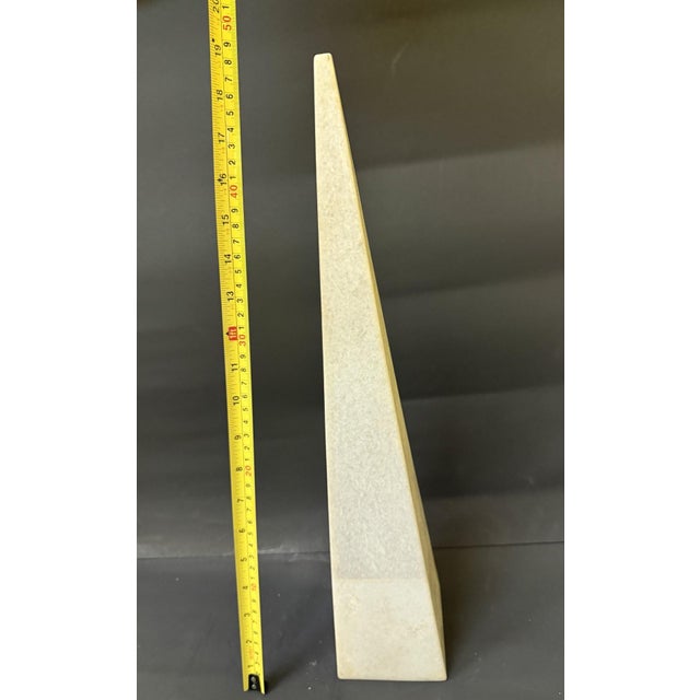 White Late 20th Century Minimalist White Marble Obelisk Sculpture – 18.5" For Sale - Image 8 of 10