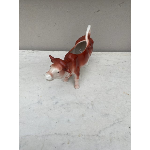 1930s Porcelain White & Brown Cow Creamer Circa 1930 For Sale - Image 5 of 7