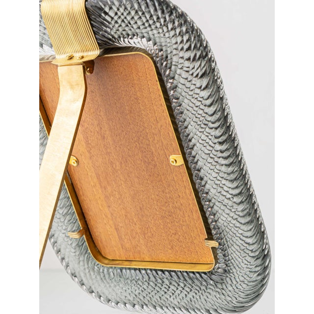 Murano Glass and Brass Picture Frame in Smoke Grey Fumé Torchon from Barovier & Toso For Sale - Image 6 of 15