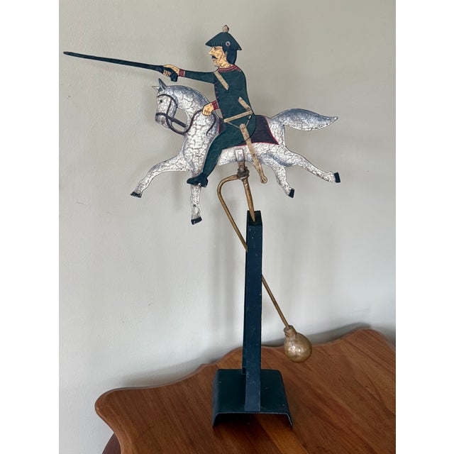 Black Vintage Folk Art Soldier on Horse Balancing Sculpture For Sale - Image 8 of 9