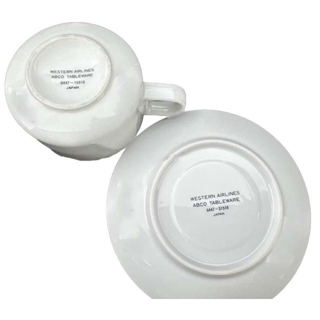1960s Rare Western Airlines Ceramic China Coffee Service - Coffee Pot & 10 Cups & Saucers - 21 pcs For Sale - Image 4 of 4