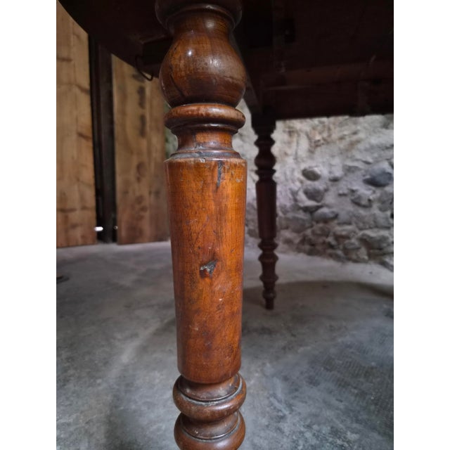 Antique French Drop-Leaf Dining Table in Cherrywood and Walnut, 1870s For Sale - Image 15 of 18