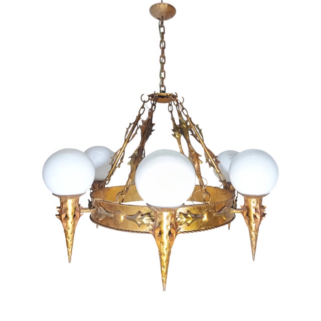 Art Deco Hanging Lamp, 1950s For Sale