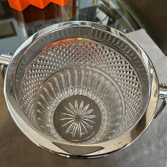 1980s Modernist Crystal and Silver Plate French Wine Cooler For Sale - Image 12 of 12