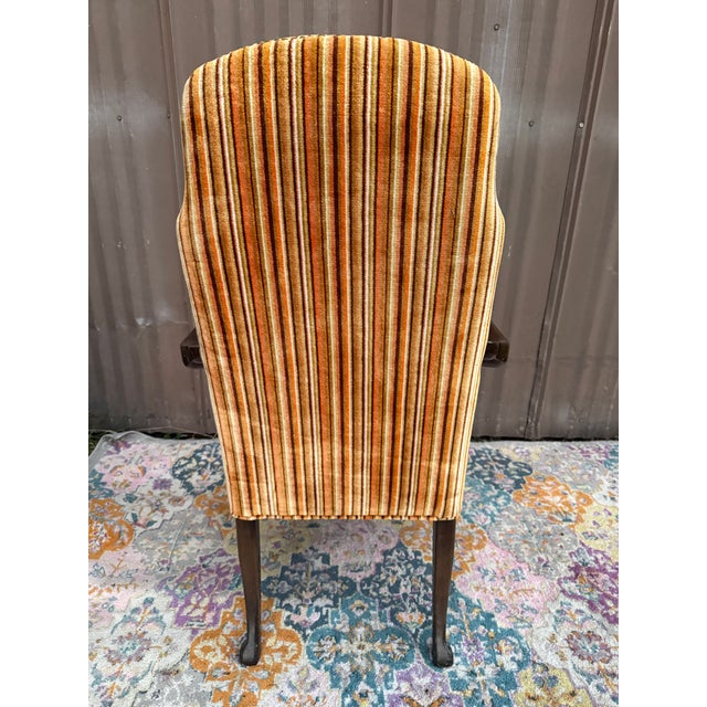 Fun Vintage Striped Velvet Upholstered Armchair For Sale - Image 10 of 10